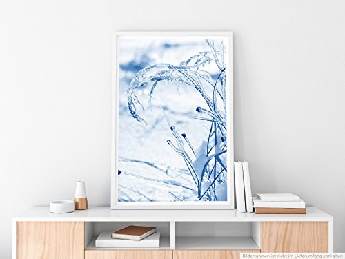 Best for home Artprints - Kunstbild - Gefrorene Zweige im Schnee- Fotodruck in gestochen scharfer Qualität