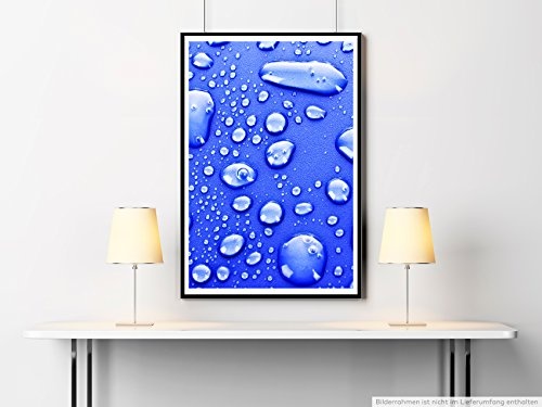 Best for home Artprints - Künstlerische Fotografie - Wassertropfen auf Ultramarin- Fotodruck in gestochen scharfer Qualität