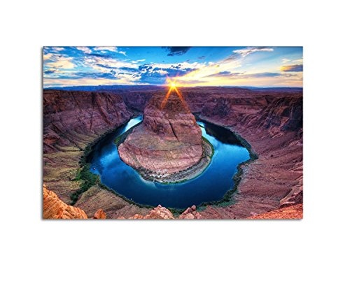 Wandbild XXL Sonnenuntergang Colorado River, The Horseshoe Bend auf Leinwand und Keilrahmen. Beste Qualität, handgefertigt in Deutschland! 110x70cm