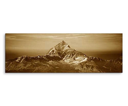 150x50cm Wandbild Panorama Fotoleinwand Bild in Sepia Natur Himalaya-Gebirge