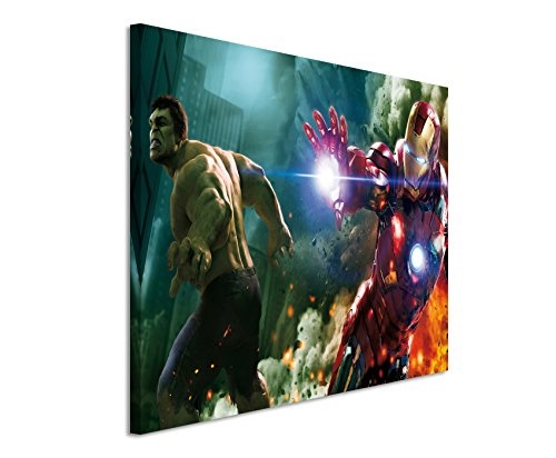 Kult Hulk and Ironman Wandbild 120x80cm XXL Bilder und Kunstdrucke auf Leinwand