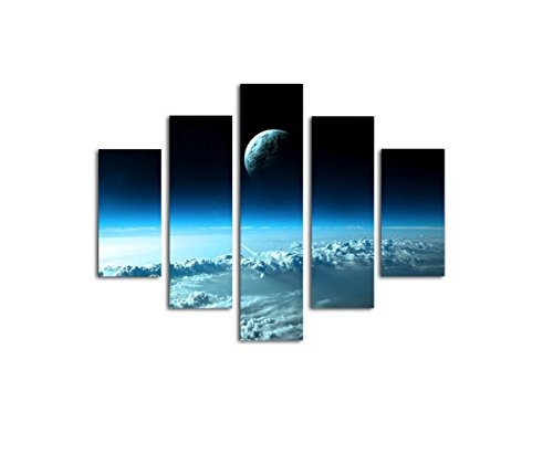 Leinwandbild Sky 5-teilig. Wandbild 100x80cm All Erde Weltraum. Handgefertigt. Qualität aus Deutschland!
