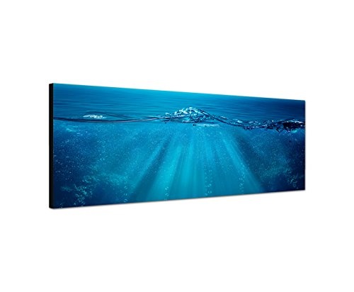 Wandbild auf Leinwand als Panorama in 120x40cm Meer Welle Unterwasser Hintergrund