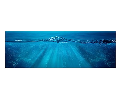Wandbild auf Leinwand als Panorama in 120x40cm Meer Welle Unterwasser Hintergrund