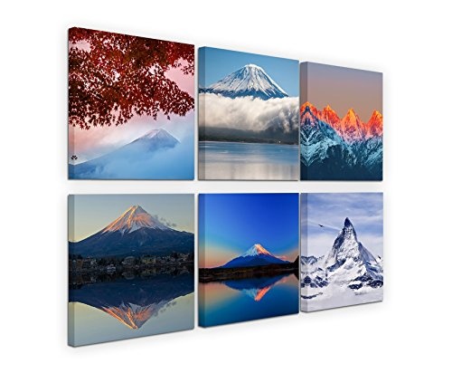 6 teilige moderne Bilderserie je 20x20cm - Japan Fuij Vulkan Natur