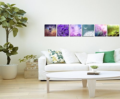 6 teilige moderne Bilderserie je 20x20cm - Schmetterling Blumen Makroaufnahme Natur