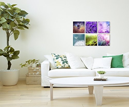 6 teilige moderne Bilderserie je 20x20cm - Schmetterling Blumen Makroaufnahme Natur