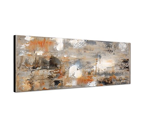 Wandbild auf Leinwand (Leinwandbild) als Panorama in 120x40 cm abstrakte Kunst-Malerei braun grau abstrakt in tollen Farben und immer ein Hinkucker !