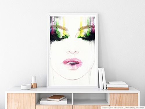 Best for home Artprints - Bild - Frauengesicht mit buntem Augen Make-Up- Fotodruck in gestochen scharfer Qualität