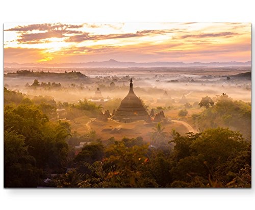 Leinwandbild 120x80cm Sonnenaufgang Tempel Bagan in Mandalay, Myanmar