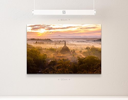 Leinwandbild 120x80cm Sonnenaufgang Tempel Bagan in...