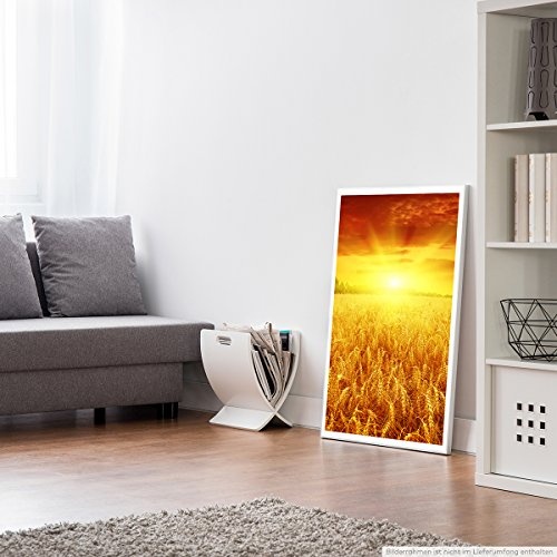 Best for home Artprints - Art - Schöner Sonnenaufgang über einem Weizenfeld- Fotodruck in gestochen scharfer Qualität