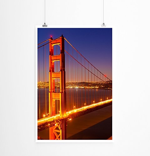Best for home Artprints - Urbane Fotografie - Golden Gate Bridge bei Nacht- Fotodruck in gestochen scharfer Qualität