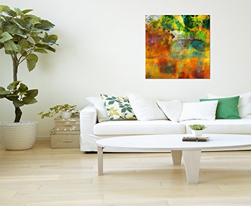 80x80cm - Farben Malerei abstrakt farbenfroh - Bild auf...