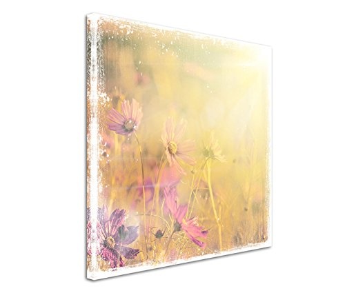 Fotokunst quadratisch 60x60cm Künstlerische Fotografie - Pastell Vintage Blumen