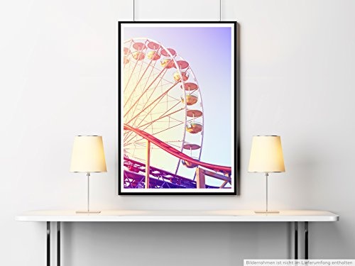 Best for home Artprints - Künstlerische Fotografie - Riesenrad mit Achterbahn- Fotodruck in gestochen scharfer Qualität