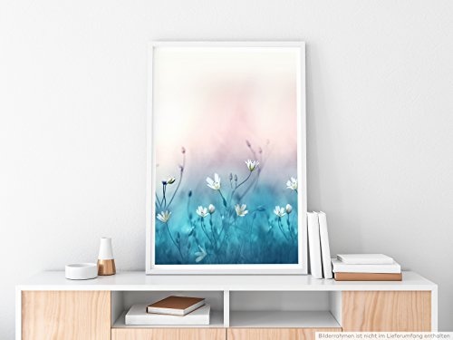Best for home Artprints - Kunstbild - Wiese mit weißen Blumen- Fotodruck in gestochen scharfer Qualität