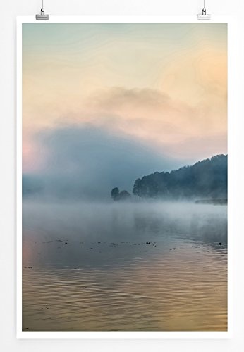 Best for home Artprints - Art - Nebel über See bei Sonnenaufgang- Fotodruck in gestochen scharfer Qualität