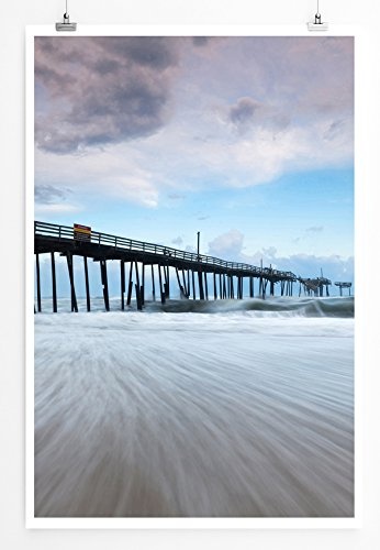 Best for home Artprints - Art - Cape Hatteras Seeküste mit Pier- Fotodruck in gestochen scharfer Qualität