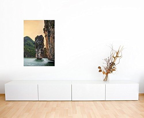 120x60cm - Halong Bay Vietnam Felsen Wasser - Bild auf Keilrahmen modern stilvoll - Bilder und Dekoration