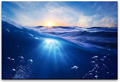 bestforhome 180x120cm Leinwandbild Blasen unter Wasser und Sonne Leinwand auf Holzrahmen