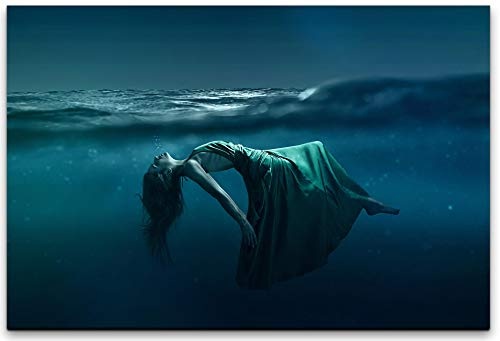 bestforhome 180x120cm Leinwandbild Frau unter Wasser Leinwand auf Holzrahmen
