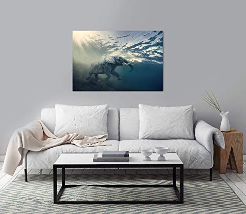 bestforhome 180x120cm Leinwandbild schwimmender Elefant unter Wasser Leinwand auf Holzrahmen