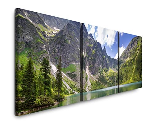EAUZONE GmbH Polen Landschaft 220 x 70cm - 3 Bilder je 70x70cm Bild XXL Panorama Deko Wandbilder auf Leinwand