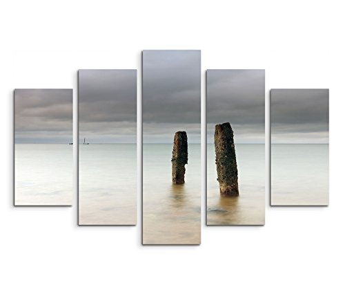 Modernes Bild 150x100cm Landschaftsfotografie - Schönheit von Ayrshire Groynes in Schottland