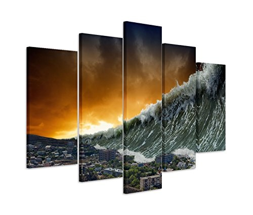 Modernes Bild 150x100cm Künstlerische Fotografie - Apokalyptische Tsunami Welle