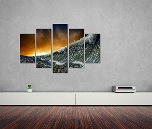 Modernes Bild 150x100cm Künstlerische Fotografie - Apokalyptische Tsunami Welle
