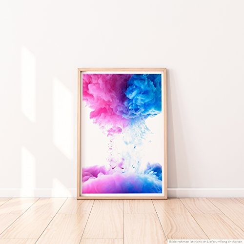 Best for home Artprints - Künstlerische Fotografie - Pinke und blaue Farbwolken im Wasser- Fotodruck in gestochen scharfer Qualität