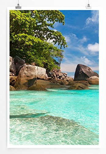 Best for home Artprints - Art - Idyllischer Strand mit türkisem Wasser- Fotodruck in gestochen scharfer Qualität