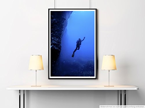 Best for home Artprints - Kunstbild - Taucher unter Wasser Malta- Fotodruck in gestochen scharfer Qualität