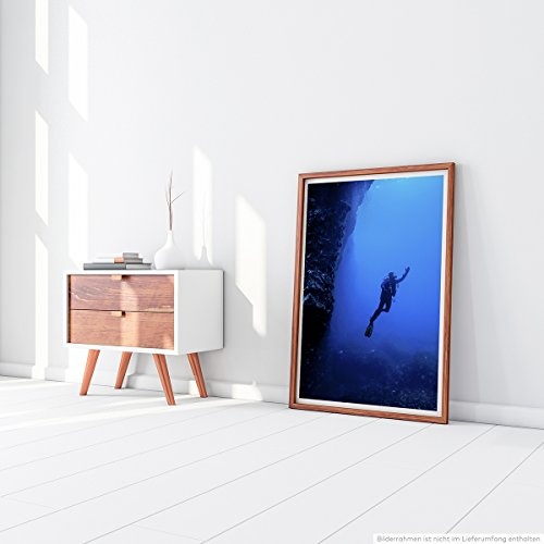 Best for home Artprints - Kunstbild - Taucher unter Wasser Malta- Fotodruck in gestochen scharfer Qualität