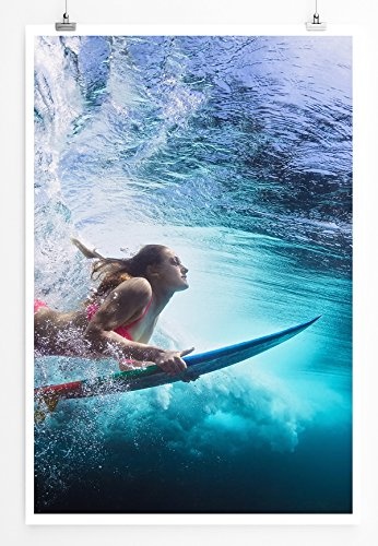 Best for home Artprints - Künstlerische Fotografie - Surferin unter Wasser- Fotodruck in gestochen scharfer Qualität