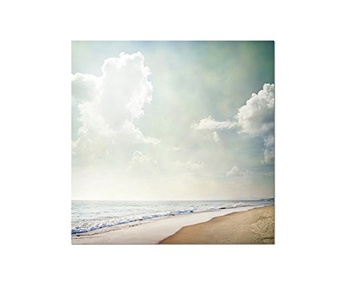 80x80cm - Strand Meer Wasser Wolkenhimmel - Bild auf Keilrahmen modern stilvoll - Bilder und Dekoration