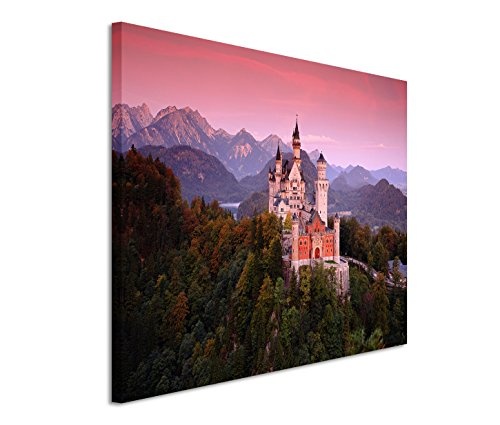 Modernes Bild 120x80cm Landschaftsfotografie - Neuschwanstein Schloss bei Sonnenaufgang