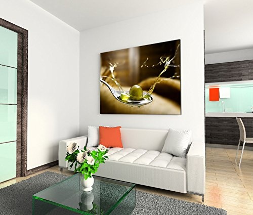 Modernes Bild 120x80cm Food-Fotografie - Olivenöl im Löffel