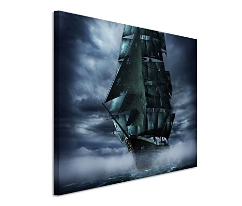 Modernes Bild 120x80cm Bild - Geisterschiff bei Nacht und Nebel