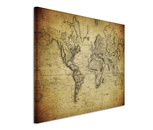 Modernes Bild 120x80cm Künstlerische Fotografie - Weltkarte von 1814 in Sepia