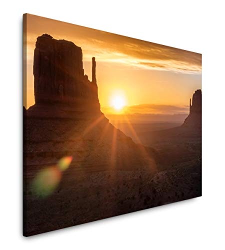 bestforhome 150x100cm Leinwandbild Monument Valley Utah bei Sonnenuntergang Amerika Leinwand auf Holzrahmen