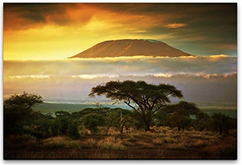 bestforhome 180x120cm Leinwandbild Blick auf den Kilimanjaro in Kenia. Leinwand auf Holzrahmen