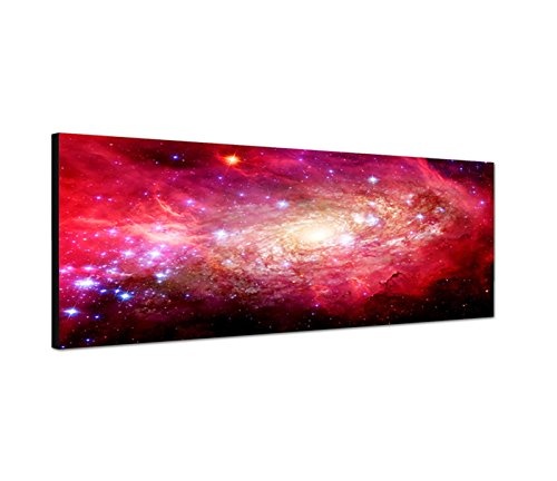 Wandbild auf Leinwand als Panorama in 120x40cm Sterne Galaxie Weltall Planeten