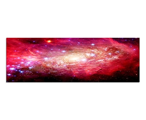 Wandbild auf Leinwand als Panorama in 120x40cm Sterne Galaxie Weltall Planeten