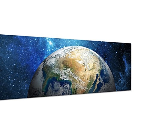 Wandbild auf Leinwand als Panorama in 120x40 cm Weltall Planet Erde Galaxie