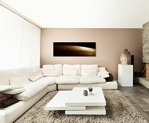 150x50cm Wandbild Panorama Fotoleinwand Bild in Sepia Weltall Erde