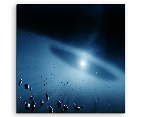 60x60cm Wandbild Fotoleinwand Bild in Blau Weltall Asteroid