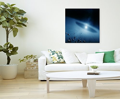 60x60cm Wandbild Fotoleinwand Bild in Blau Weltall Asteroid
