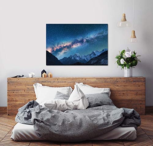 bestforhome 180x120cm Leinwandbild Milchstraße und Sterne über dem Himalaya Gebirge Leinwand auf Holzrahmen